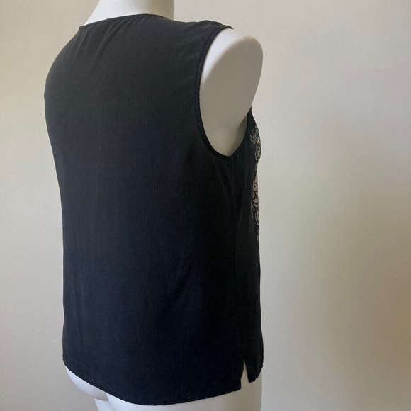 Talbots Silk Top Women Size 12 Sleeveless Blouse Semi Keyhole Floral Print Class - Picture 4 of 9